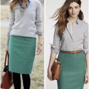 J Crew Pencil Skirt Jade Green Wool Women's 8